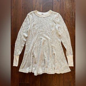 Free People Long Sleeve Babydoll Dress Cream Size Extra Small